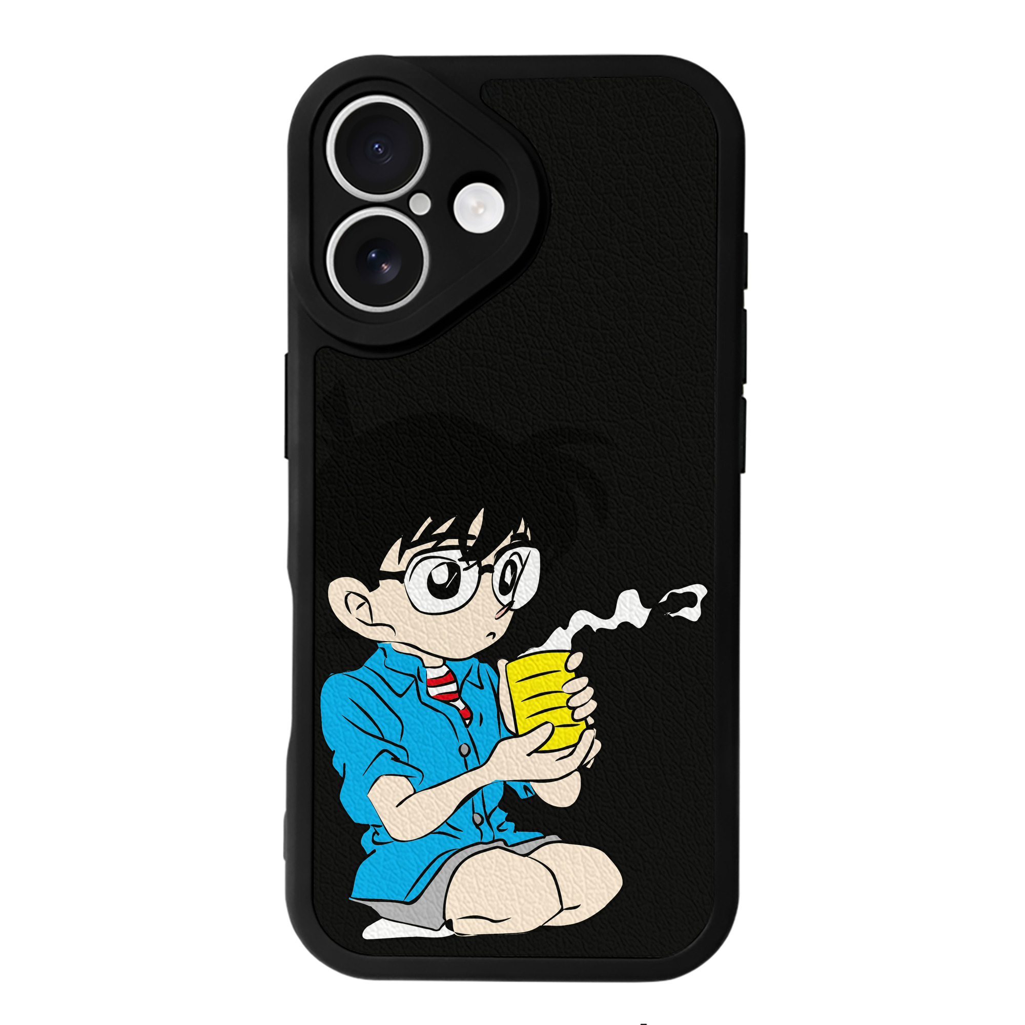 （画像用） 名探偵コナン 江戸川 コナン Detective Conan Conan Edogawa 【iPhone 16シリーズ対応】シリコンスマホケース（レザー調） 材質：シリコン